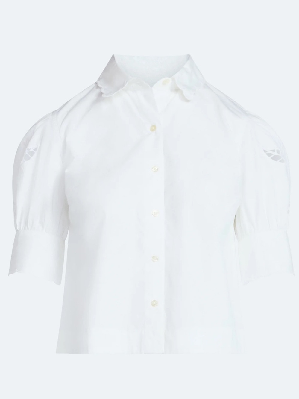 Free Assembly Women's Cotton Eyelet Button Front Shirt with Short Sleeves